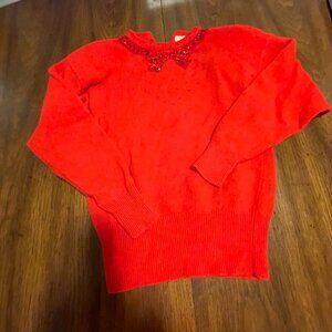 Vintage Eaton’s Red Beaded Sweater | Button Back | READ